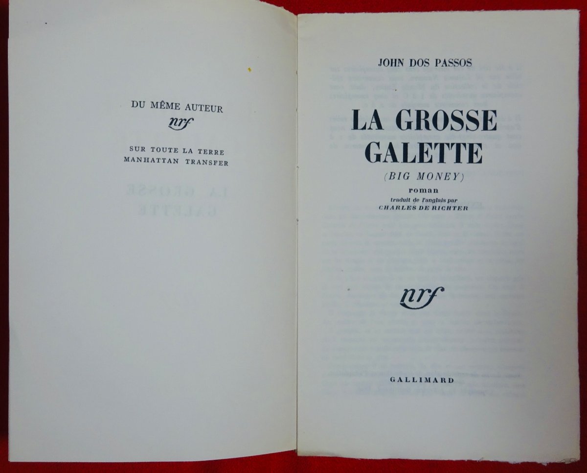 DOS PASSOS - La Grosse galette. Gallimard, 1946. Édition originale.-photo-2