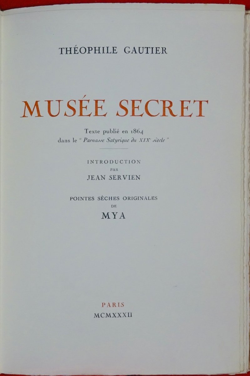 Gauthier (theophile) - Secret Museum. Frazier-soye, 1932. Illustrations By Mya.-photo-2