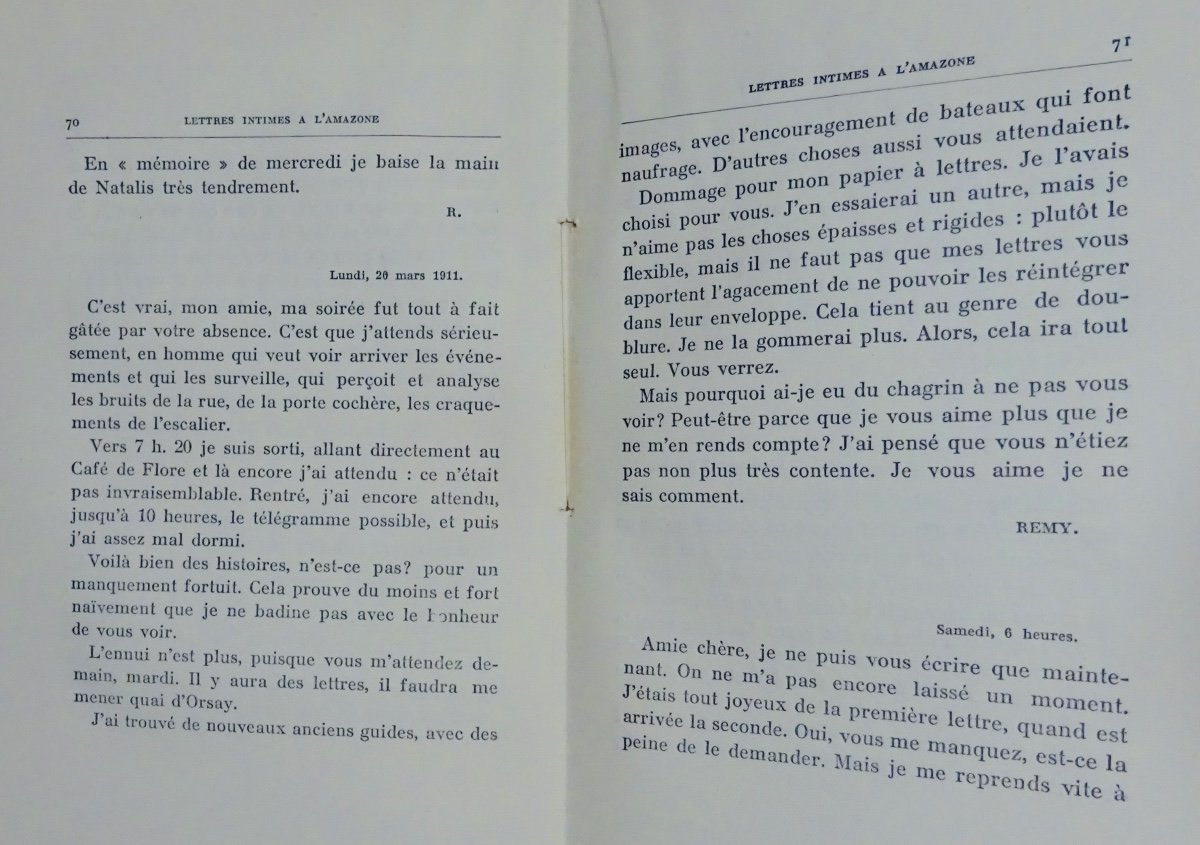 GOURMONT - Lettres Intimes à l'Amazone. Mercure De France, 1927. Édition Originale.-photo-8