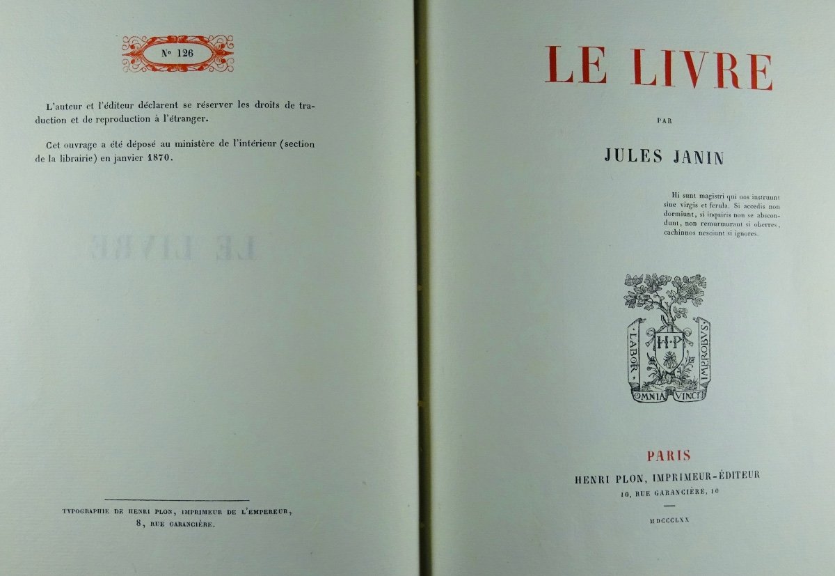 JANIN (Jules) - Le Livre. Paris, Henri Plon, 1870. Édition Originale.-photo-1