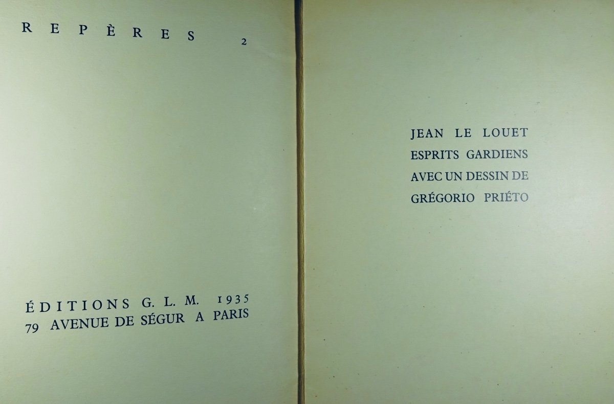 Le Louet - Guardian Spirits. Paris, Glm, 1935. Illustrated With A Drawing By Grégorio Prieto.-photo-2