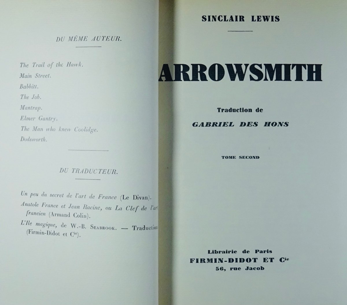 LEWIS (Sinclair) - Arrowsmith. Paris, Firmin-Didot & cie, 1931. Édition originale.-photo-6