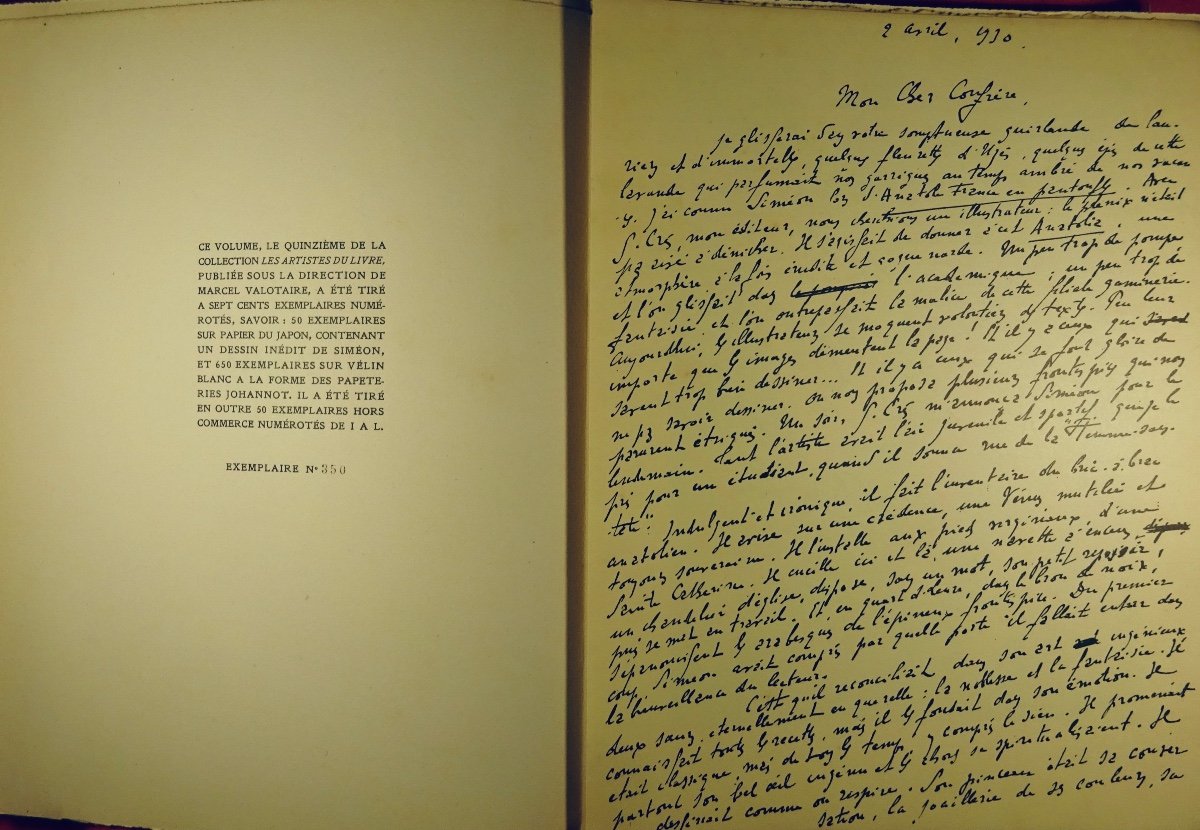 Luc-benoit - Simeon. Paris, Henry Babou, 1930. Numbered Copy.-photo-2