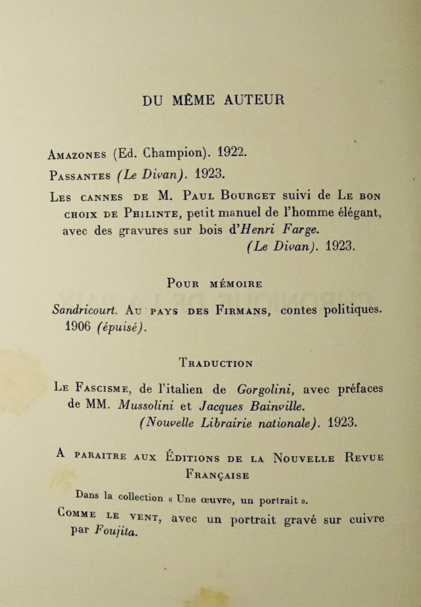 Marsan (eugene) - Chronicle Of Peace. Gallimard, 1923. First Edition.-photo-3