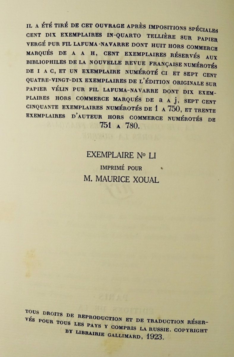 Marsan (eugene) - Chronicle Of Peace. Gallimard, 1923. First Edition.-photo-4