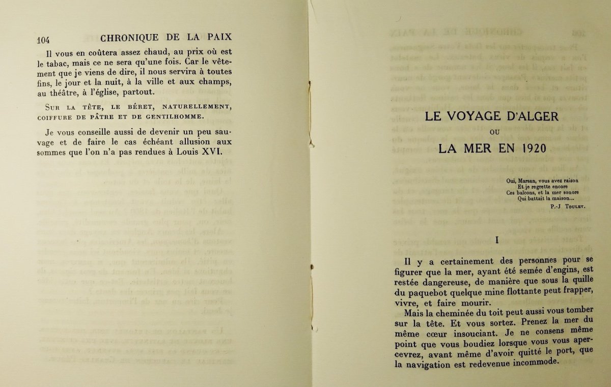 Marsan (eugene) - Chronicle Of Peace. Gallimard, 1923. First Edition.-photo-8