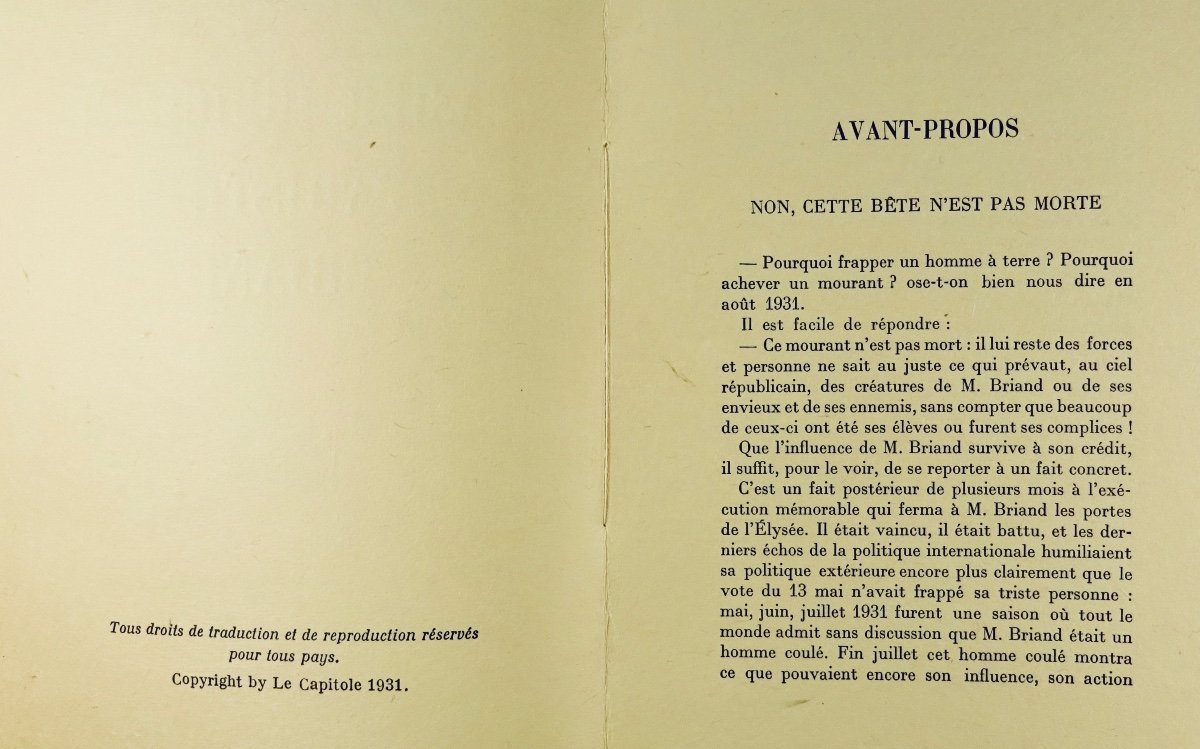 MAURRAS - Casier judiciaire d'Aristide Briand. Editions du Capitole, 1931. Exemplaire sur Japon-photo-1