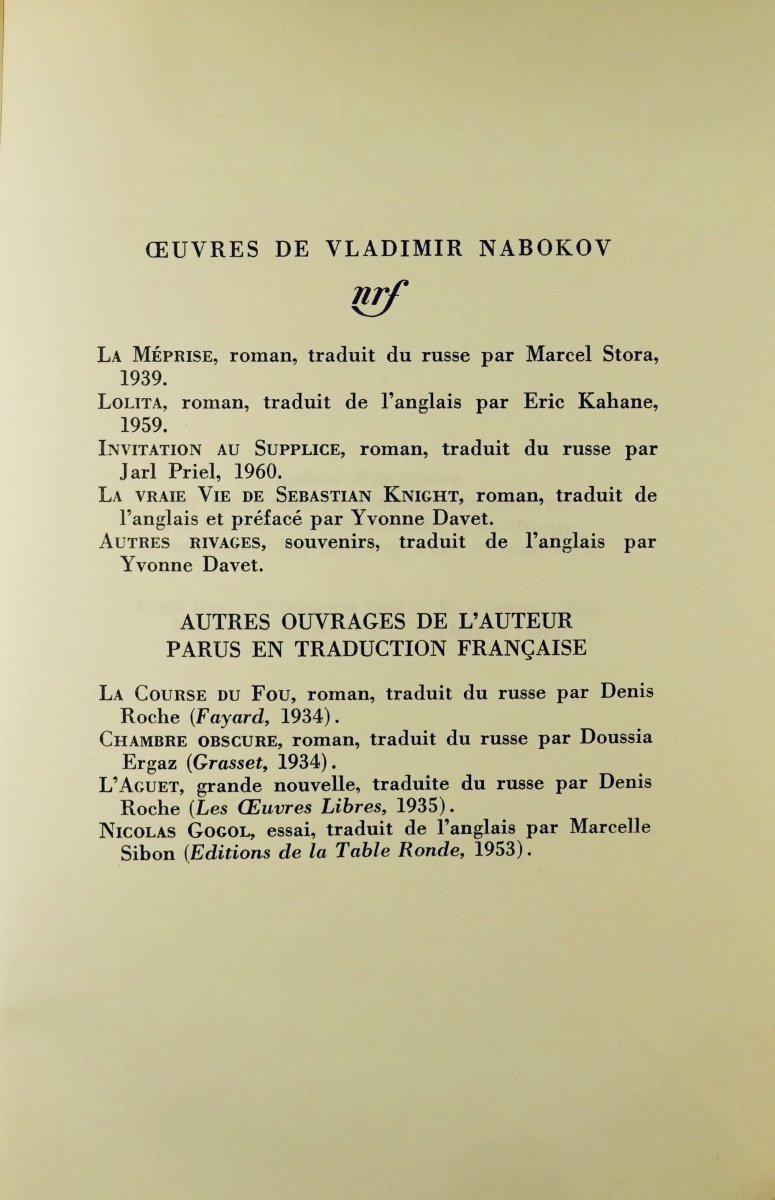 NABOKOV (Vladimir) - Pnine. Paris, Gallimard, 1962. Édition originale.-photo-2