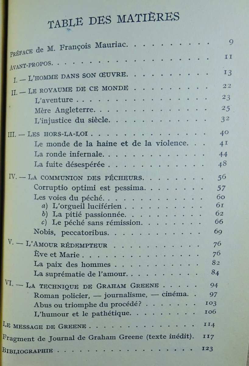 Pange (victor De) - Graham Greene. Editions Universitaires, 1955. Mosaic Binding.-photo-4