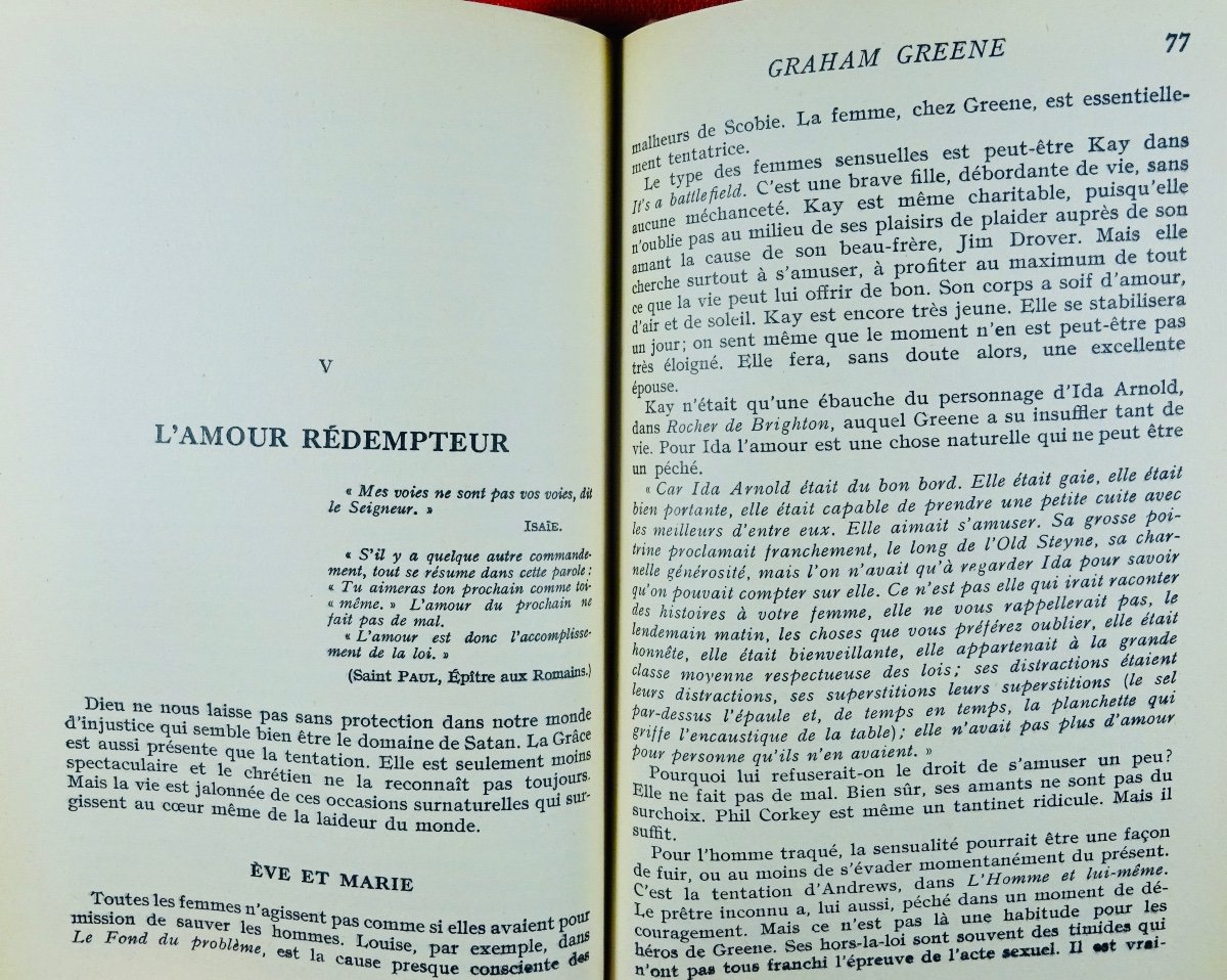 Pange (victor De) - Graham Greene. Editions Universitaires, 1955. Mosaic Binding.-photo-1