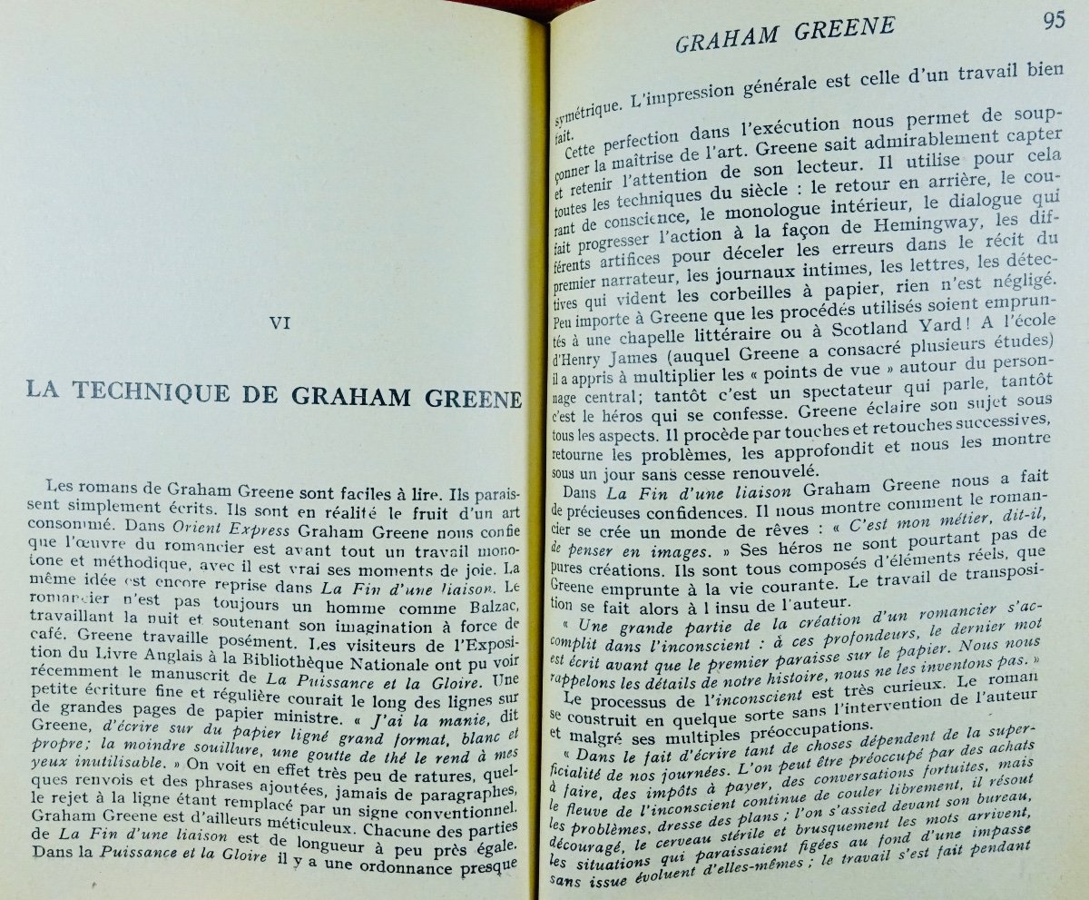 Pange (victor De) - Graham Greene. Editions Universitaires, 1955. Mosaic Binding.-photo-3