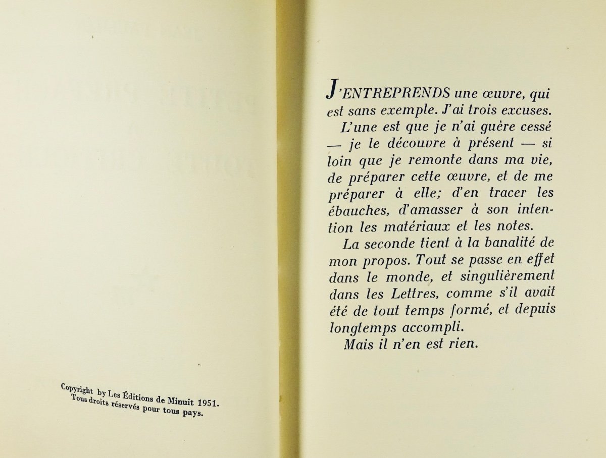 PAULHAN (Jean) - Petite préface à toute critique. Éditions de Minuit, 1951. Édition originale.-photo-1