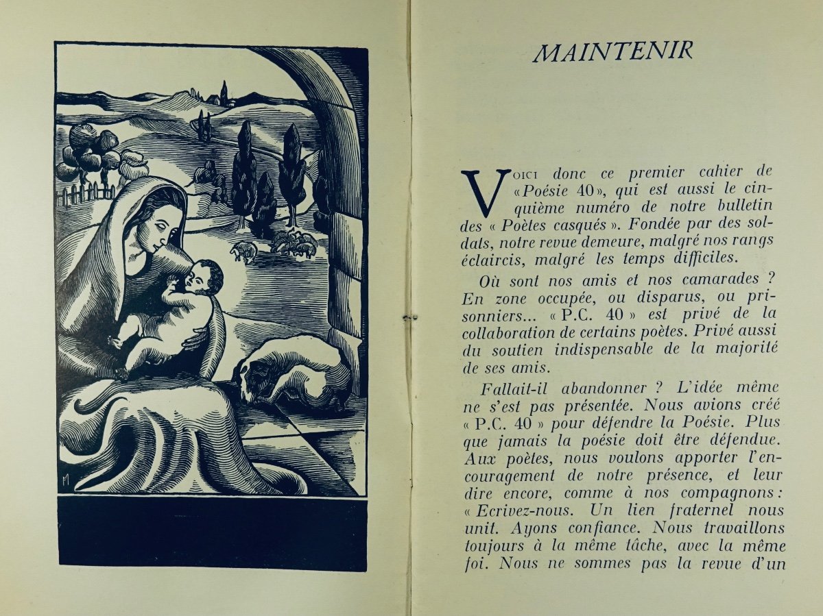 REVUE LITTÉRAIRE - Poésie 40. Ancienne revue des poètes-casqués. Paris, Seghers, 1940.-photo-3