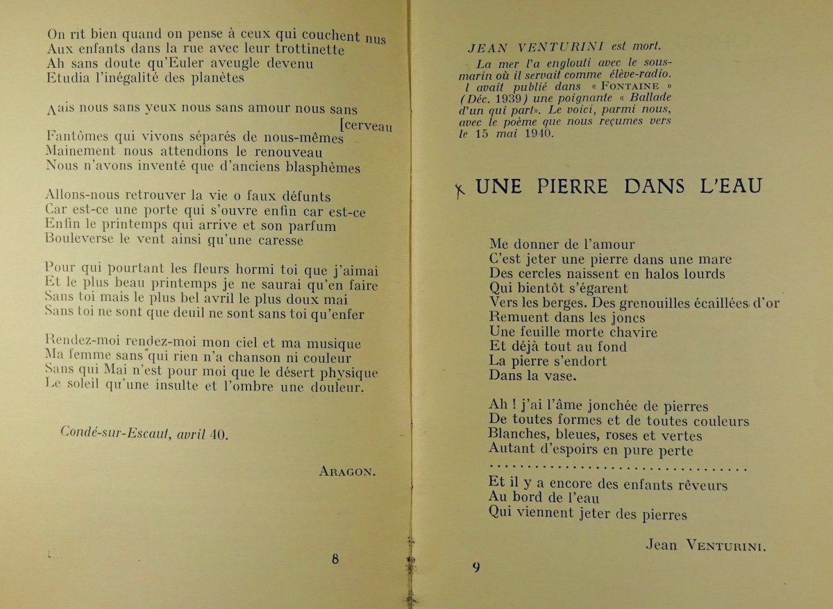 REVUE LITTÉRAIRE - Poésie 40. Ancienne revue des poètes-casqués. Paris, Seghers, 1940.-photo-1