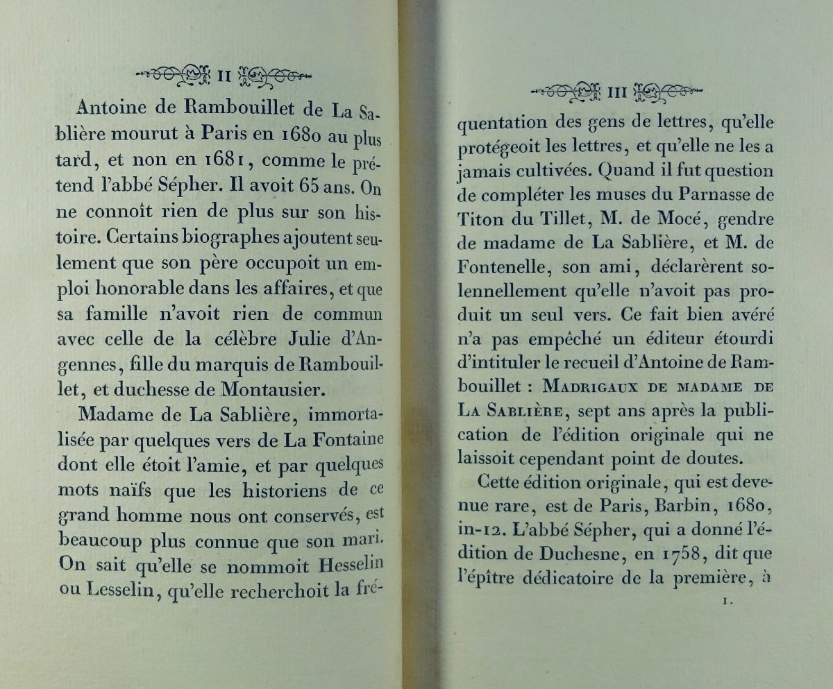 SABLIÈRE (Antoine de Rambouillet de la) - Madrigaux de monsieur de la Sablière. Delangle, 1825.-photo-4