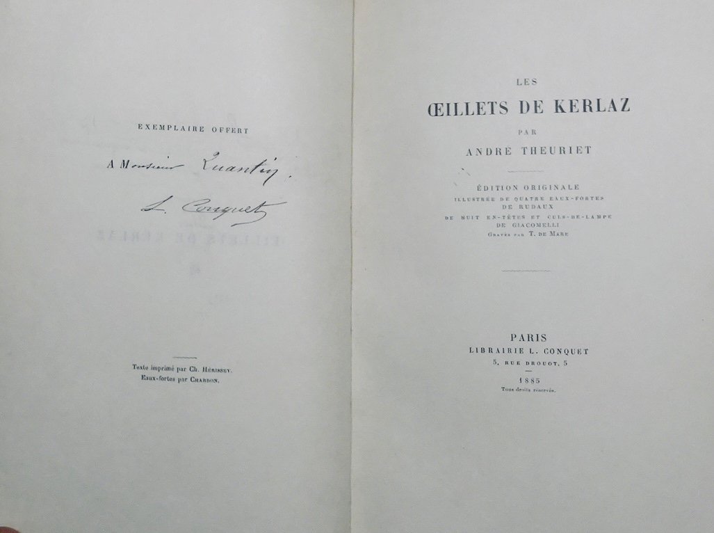 THEURIET (André) - Les Oeillets de Kerlaz. Librairie L. Conquet, 1885, illustré par RUDAUX.-photo-4