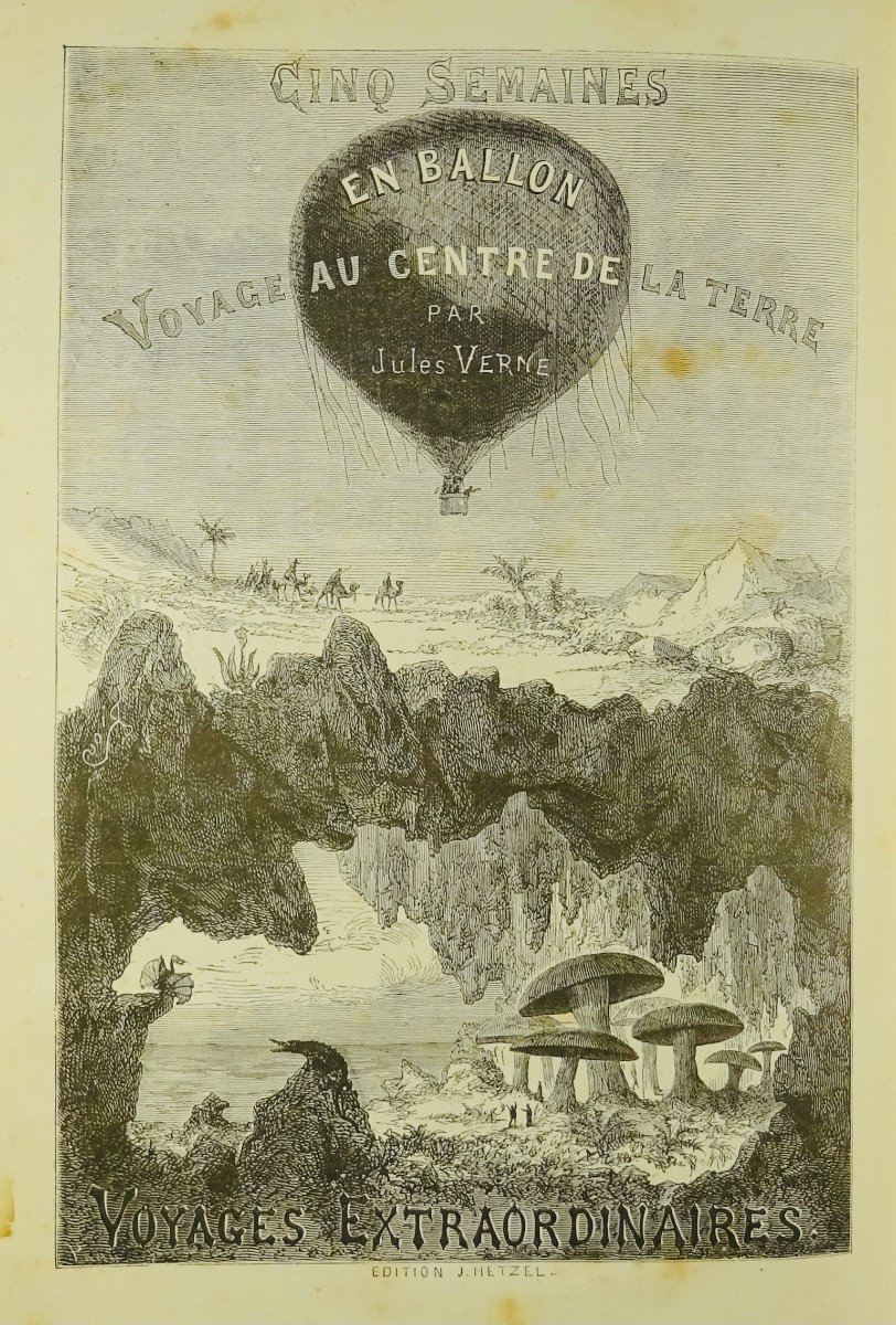 VERNE (Jules) - Cinq semaines en ballon. Hetzel, vers 1891, cartonnage aux initiales.-photo-2