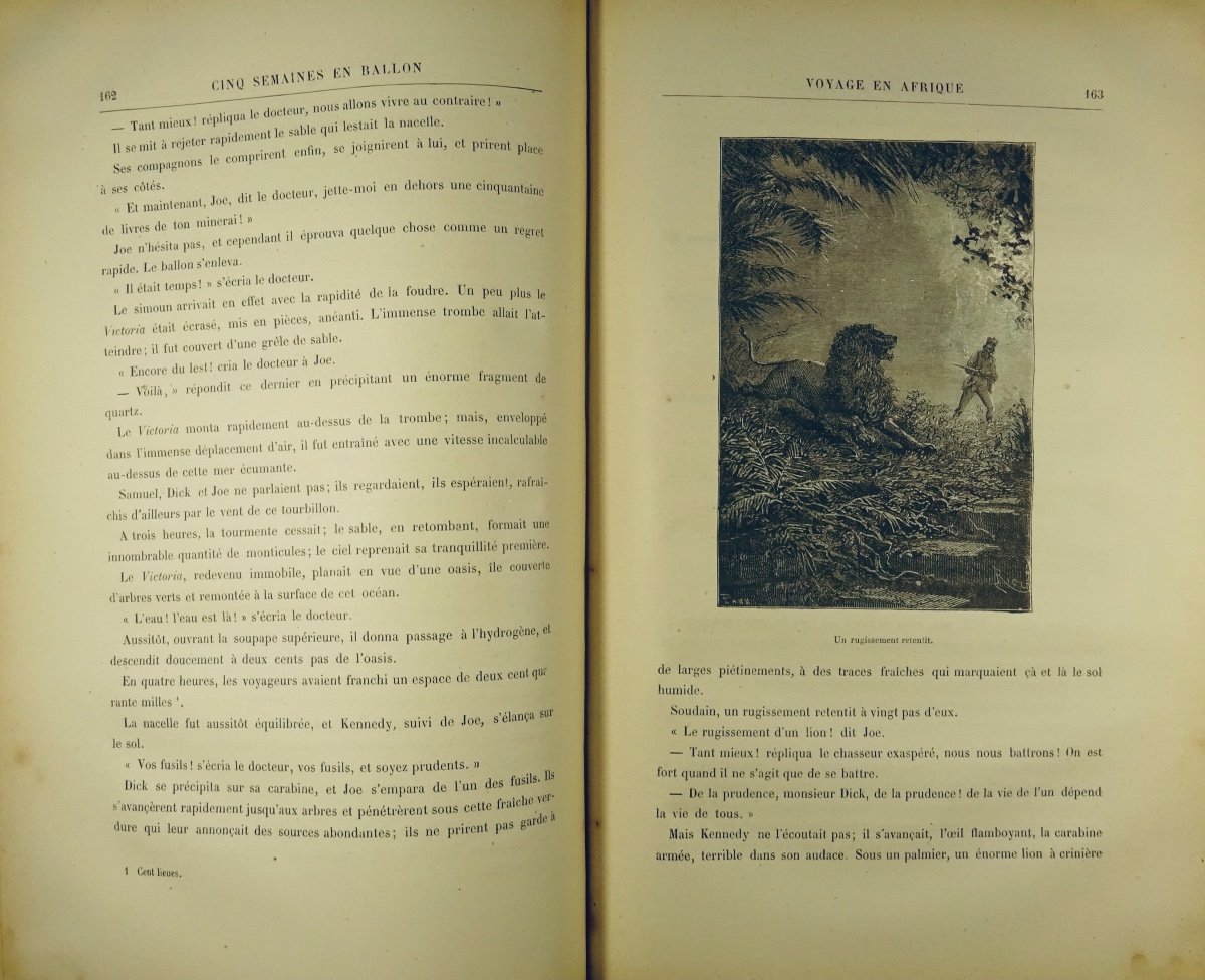 VERNE (Jules) - Cinq semaines en ballon. Hetzel, vers 1891, cartonnage aux initiales.-photo-8