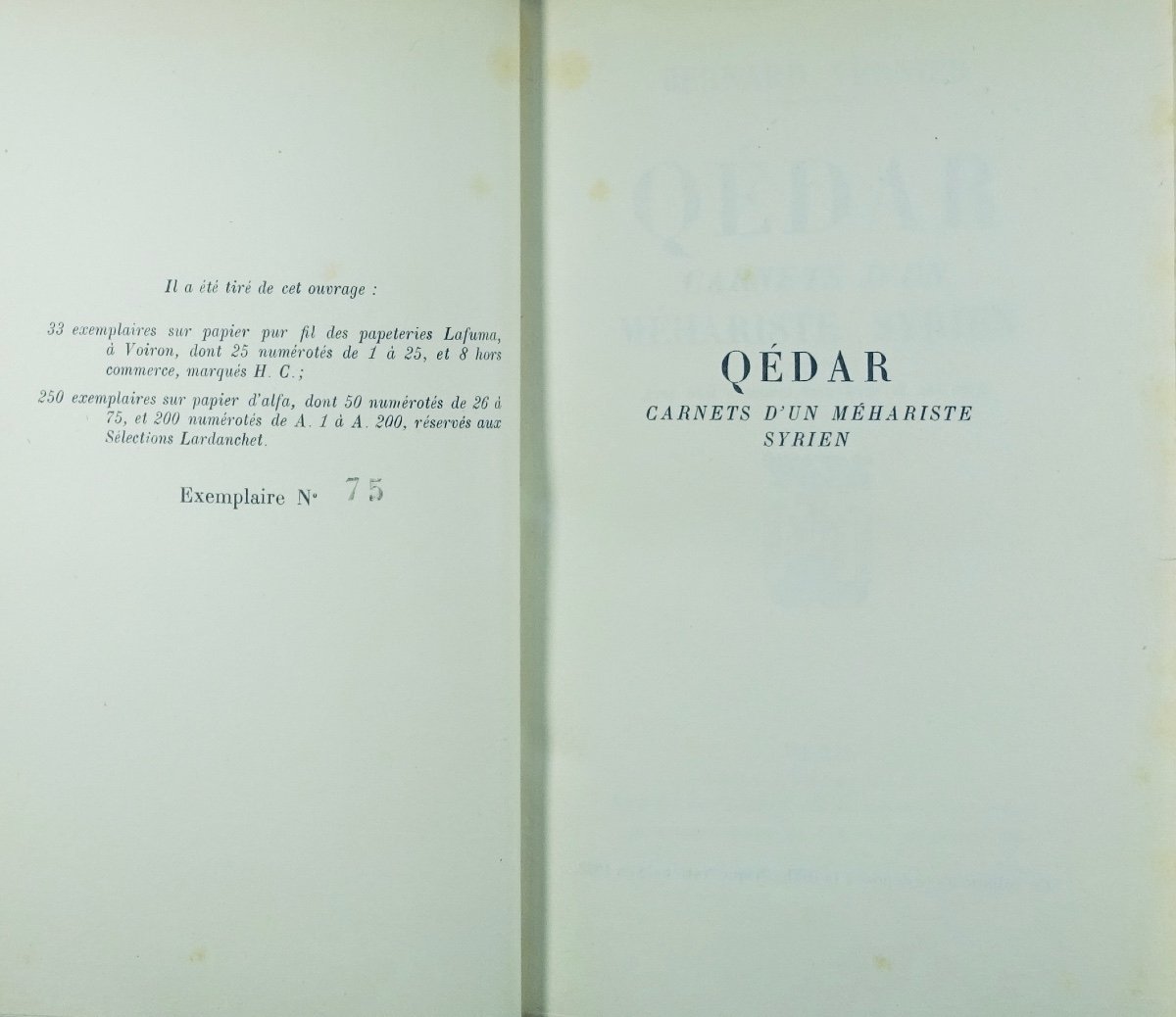 VERNIER (Bernard) - Qédar. Carnets d'un méhariste syrien. Paris, Plon, 1938, édition originale.-photo-2