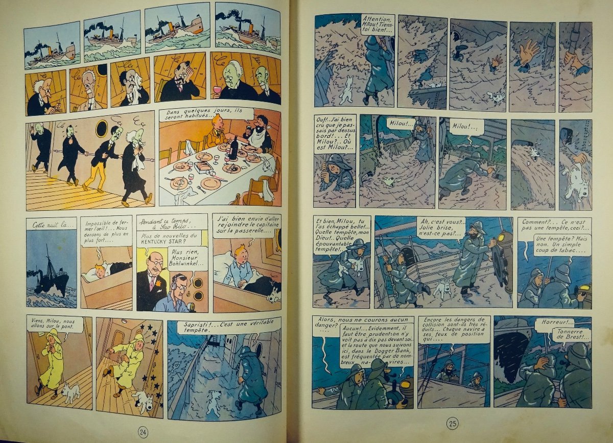 HERGÉ - Les Aventures de Tintin. L'Étoile mystérieuse. Tournai, Casterman, 1956, dos B19.-photo-3