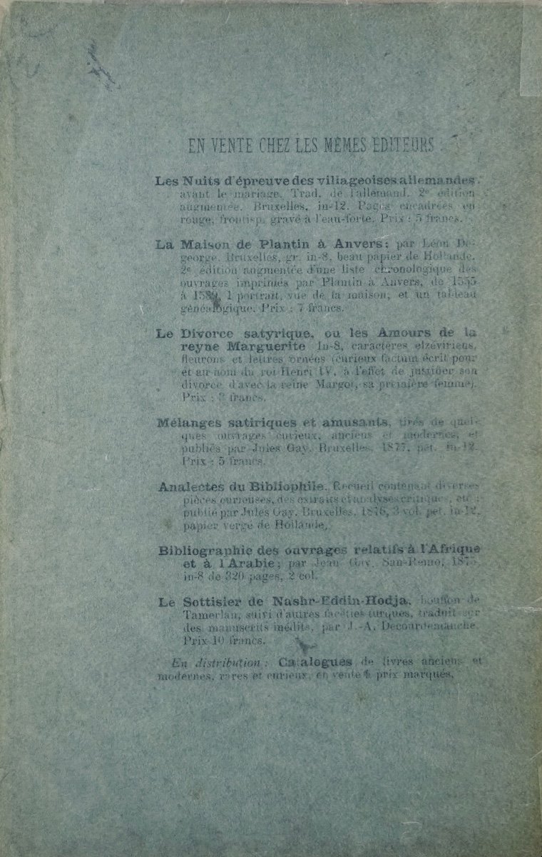 Junior (philomneste) - Hardcover Books. Bibliographic Essays. Gay And Douce, 1878.-photo-1