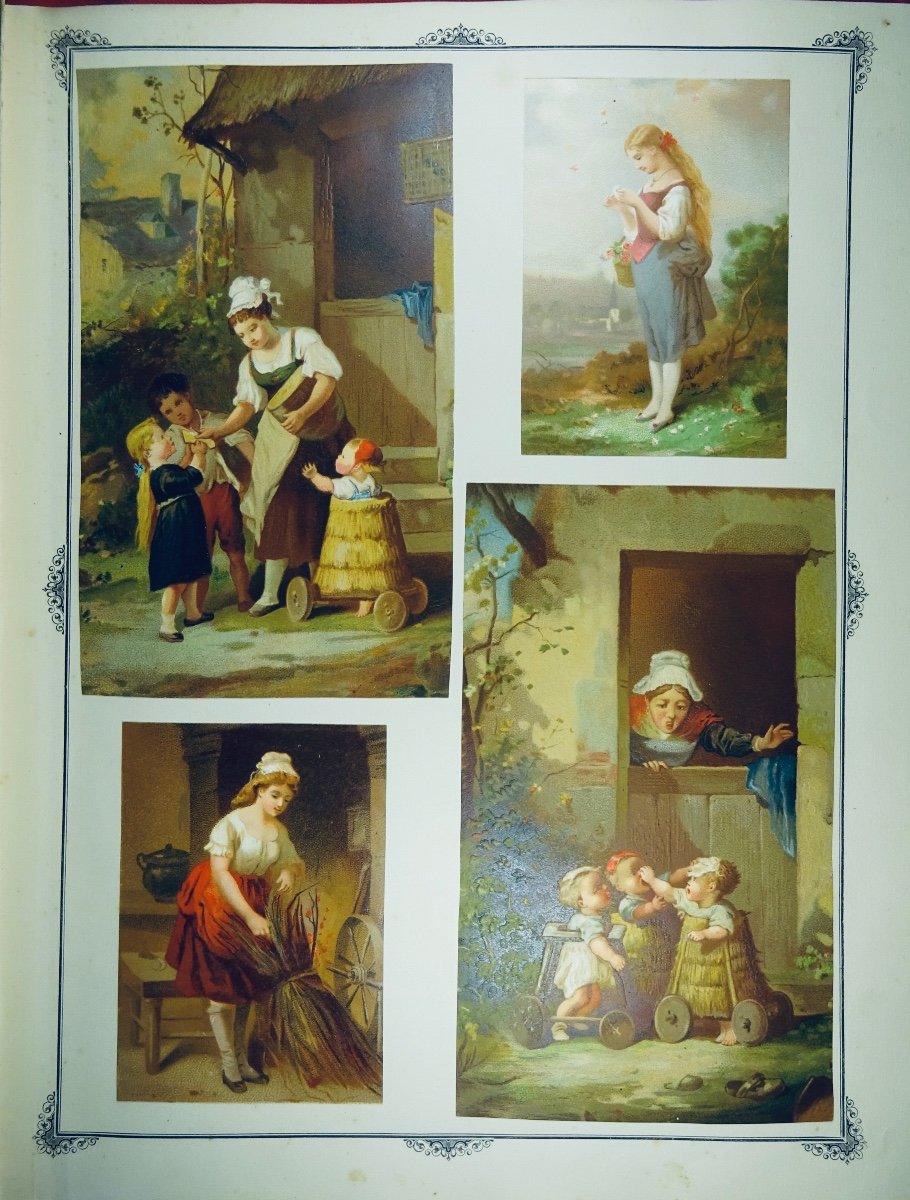Album Of Chromos-lithographs. Around 1860, 60 Pages Containing About 620 Chromos.-photo-5