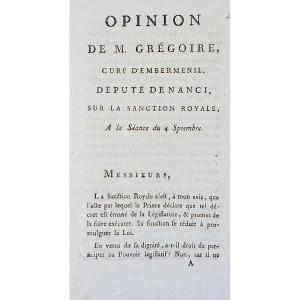 Grégoire (henri) - Opinion Of Mr. Grégoire Parish Priest Of Emberménil, Deputy For Nanci. 1789, Paperback.