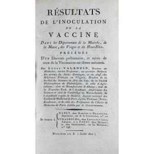 VALENTIN (Louis) - Résultats de l'inoculation de la vaccine en Lorraine. 1802, reliure d'époque