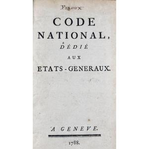 [bosquillon (charles-pierre)] - National Code Dedicated To The States-general. Geneva, 1788, Bound.