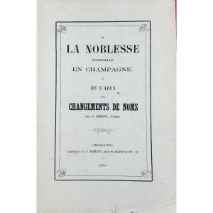 BISTON (`P.) - La noblesse maternelle en Champagne et de l'abus des changements de noms. 1859.