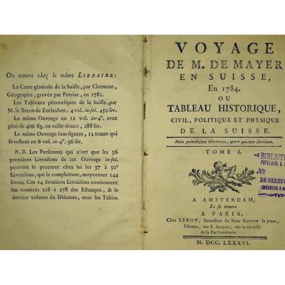 MAYER - Voyage en Suisse. Imprimé en 1786.