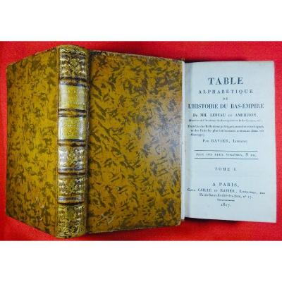 RAVIER - Table alphabétique de L'Histoire du Bas-Empire. 1817.