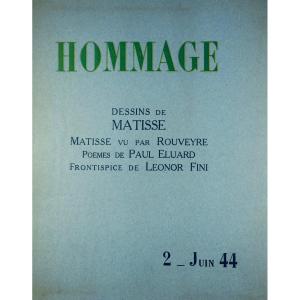 REVUE HOMMAGE - Deuxième numéro de Hommage. Monaco, Au bureau de la revue, 1944.