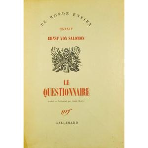 SALOMON (Ernst von) - Le Questionnaire. Gallimard, 1953. Édition originale en français.