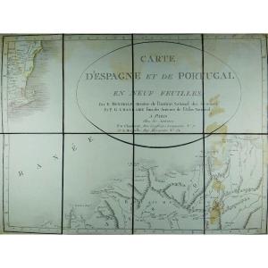 Chanlaire And Mentelle - Map Of Spain And Portugal In Nine Sheets. 1810.