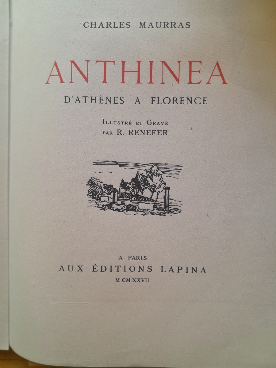 Livre Ancien Charles Maurras Anthinea d'Athènes à Florence -photo-2