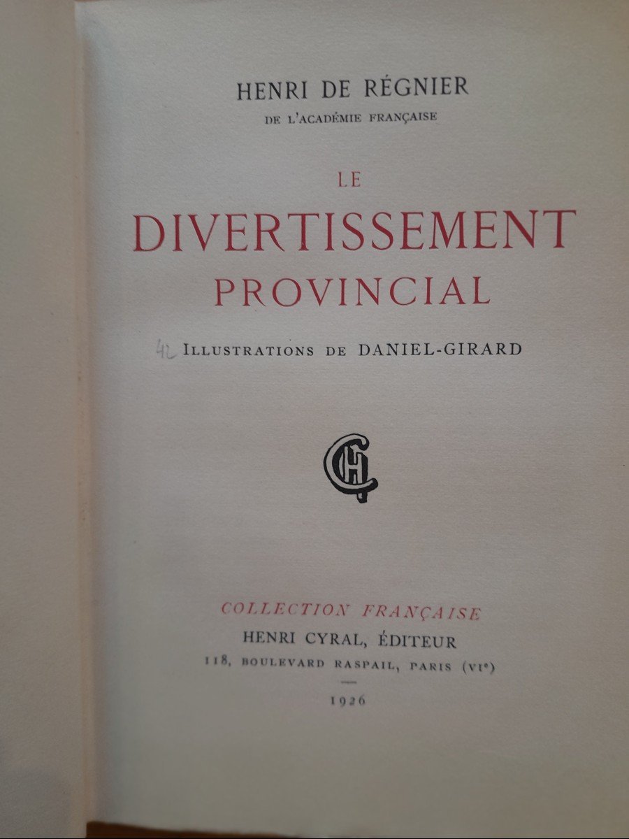 Livre Ancien Henri De Regnier  Le Divertissement Provincial -photo-2