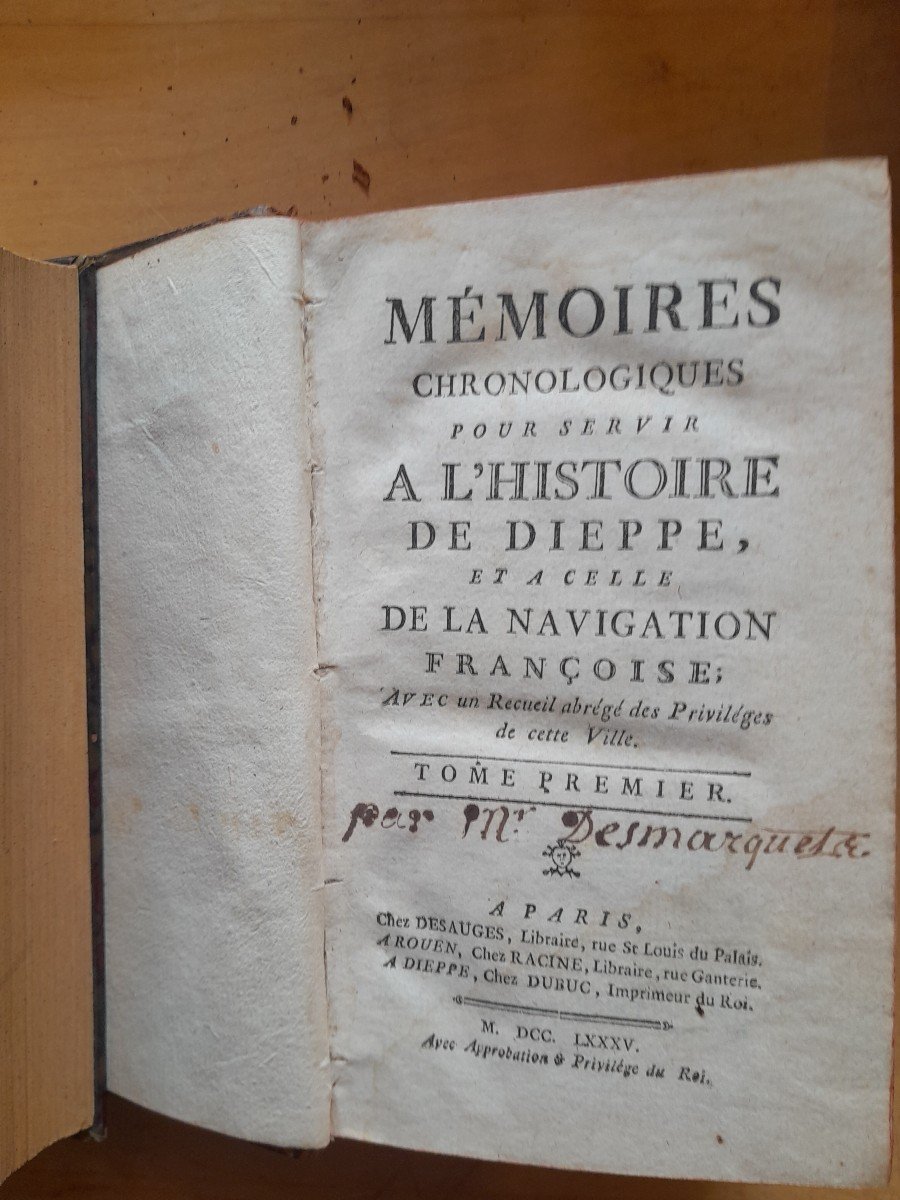 Livre Ancien  Jean Antoine Sanson Desmarquets Memoires Pour Servir à l'Histoire  De Dieppe -photo-3