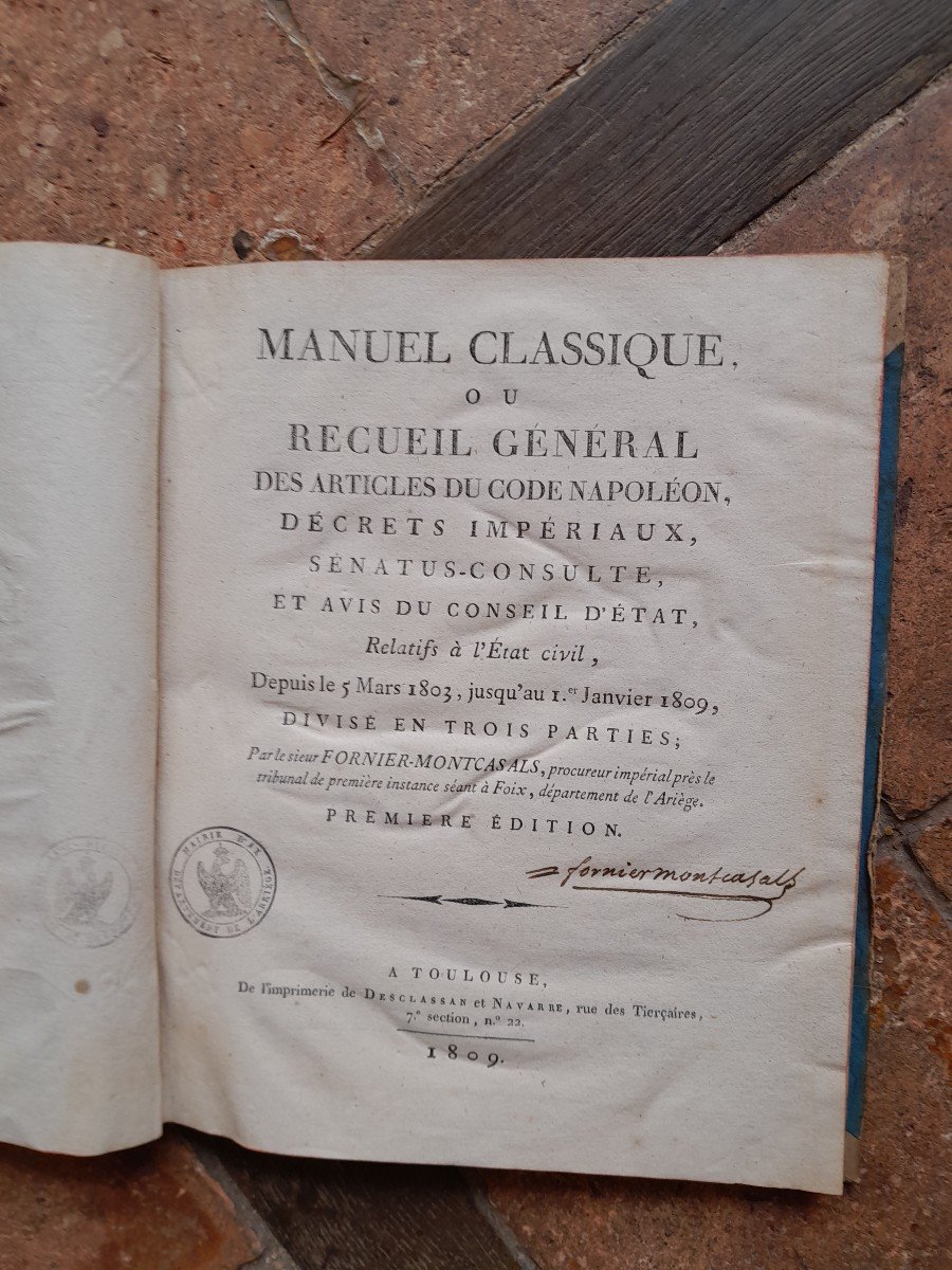 Livre Ancien Fournier-montcasalais Manuel Classique Ou Recueil Général Des Articles Du Code -photo-3