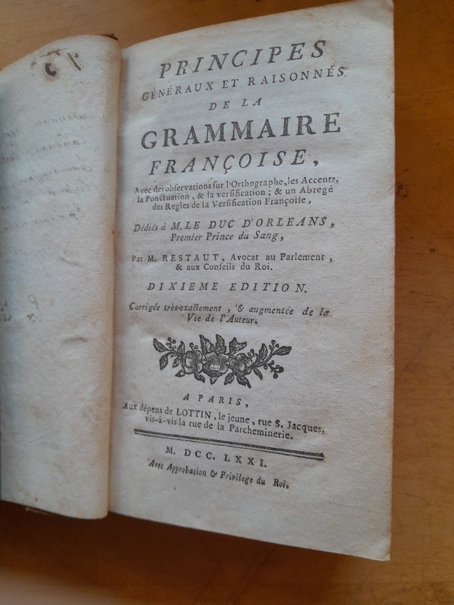 Livre Ancien M. Restaut Principes Généraux Et Resonnes De La Grammaire Française -photo-3