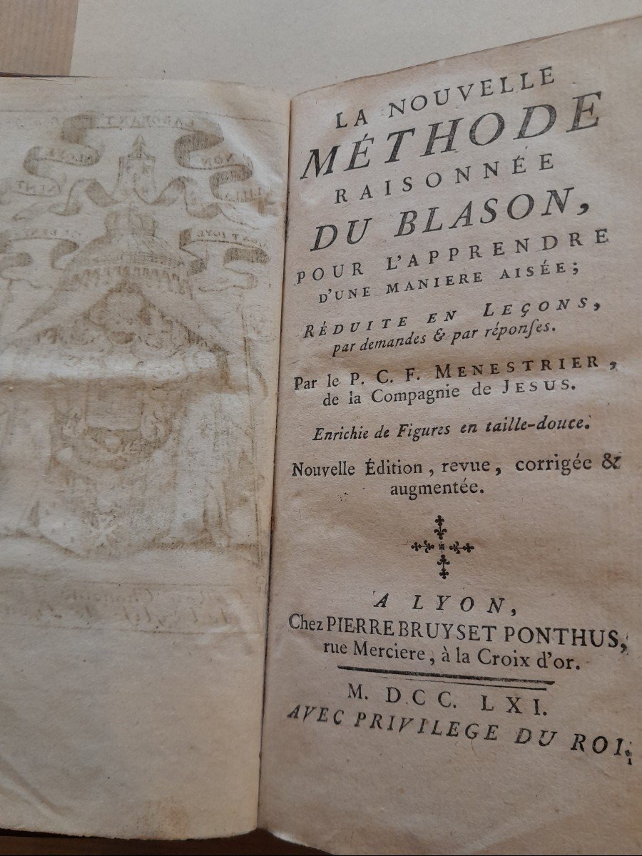 Livre Ancien Menestrier La Nouvelle Méthode Raisonnée Du Blason -photo-3