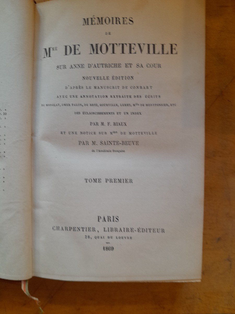 Livres Anciens Mme De Motteville Mémoires Sur Anne d'Autriche Et Sa Cour -photo-3