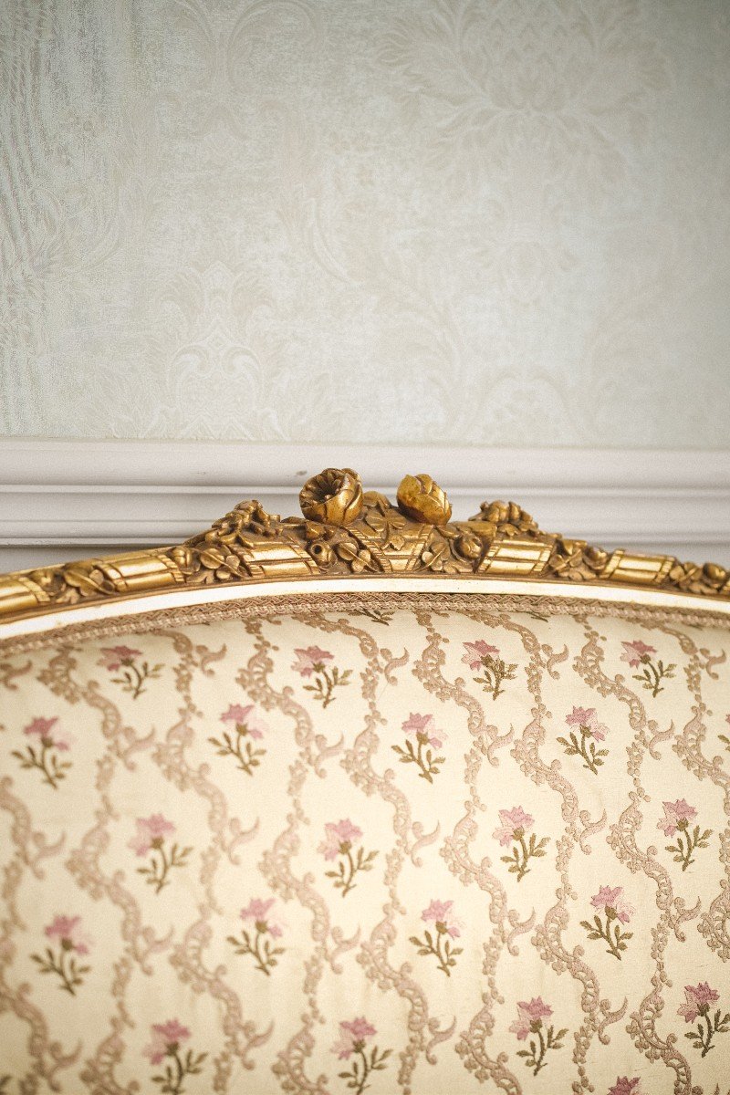 Banquette Corbeille Dorée De Style Louis XVI, XIXème-photo-2