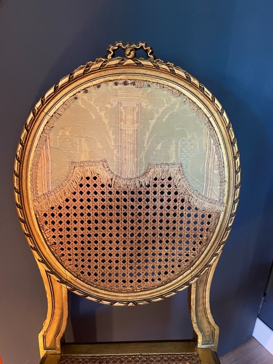Pair Of Cane Medallion Chairs Louis XVI Style-photo-2