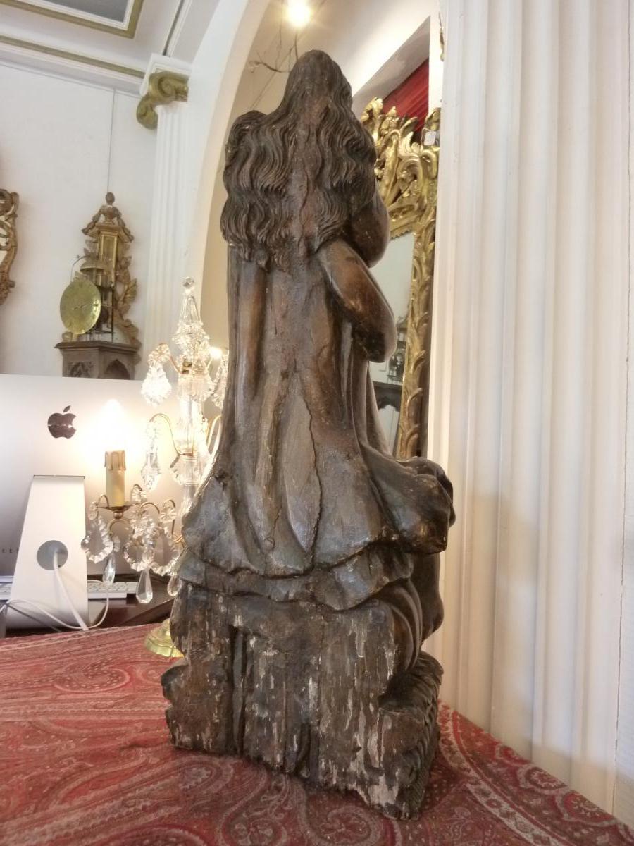 Statue Vierge En Bois Sculpté  XVIIIème Siècle -photo-2