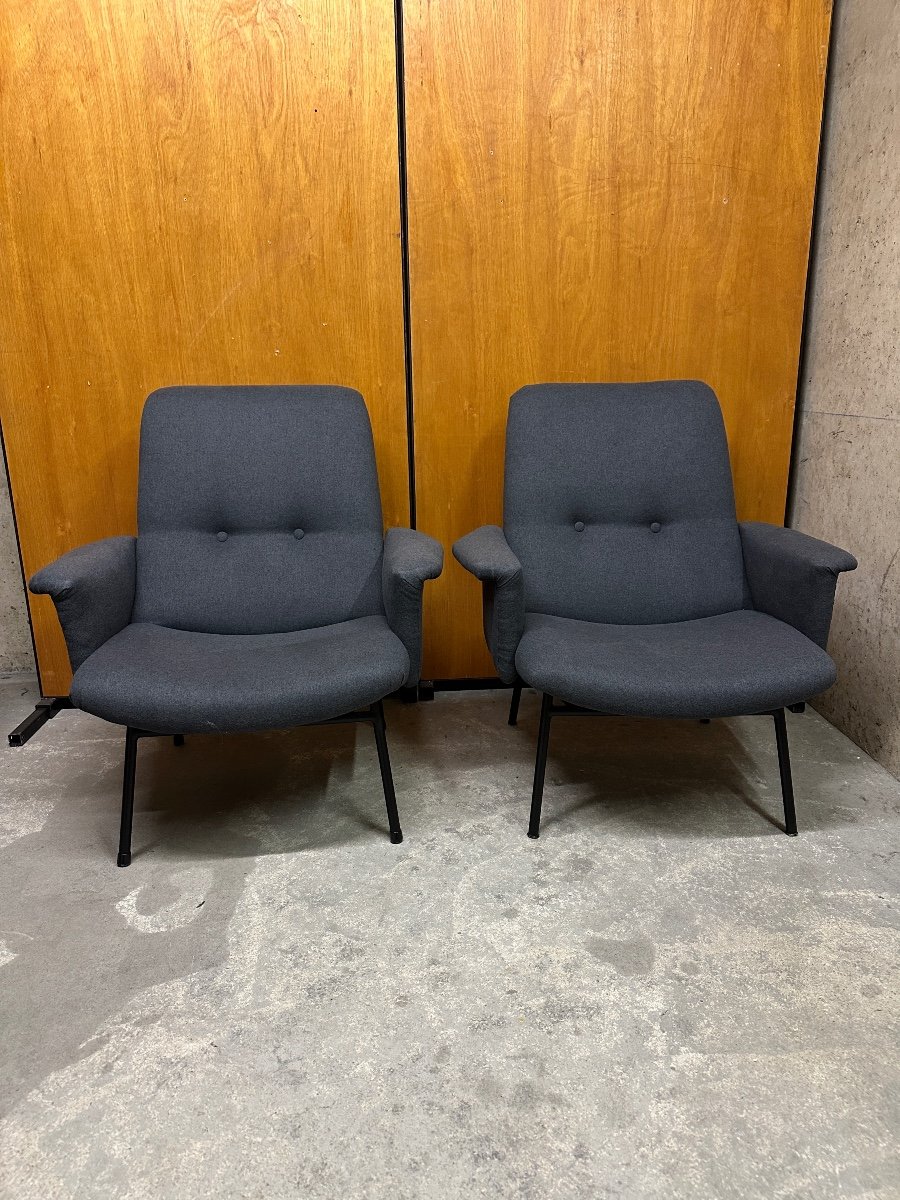 Pair Of Sk660 Armchairs By Pierre Guariche For Steiner-photo-3