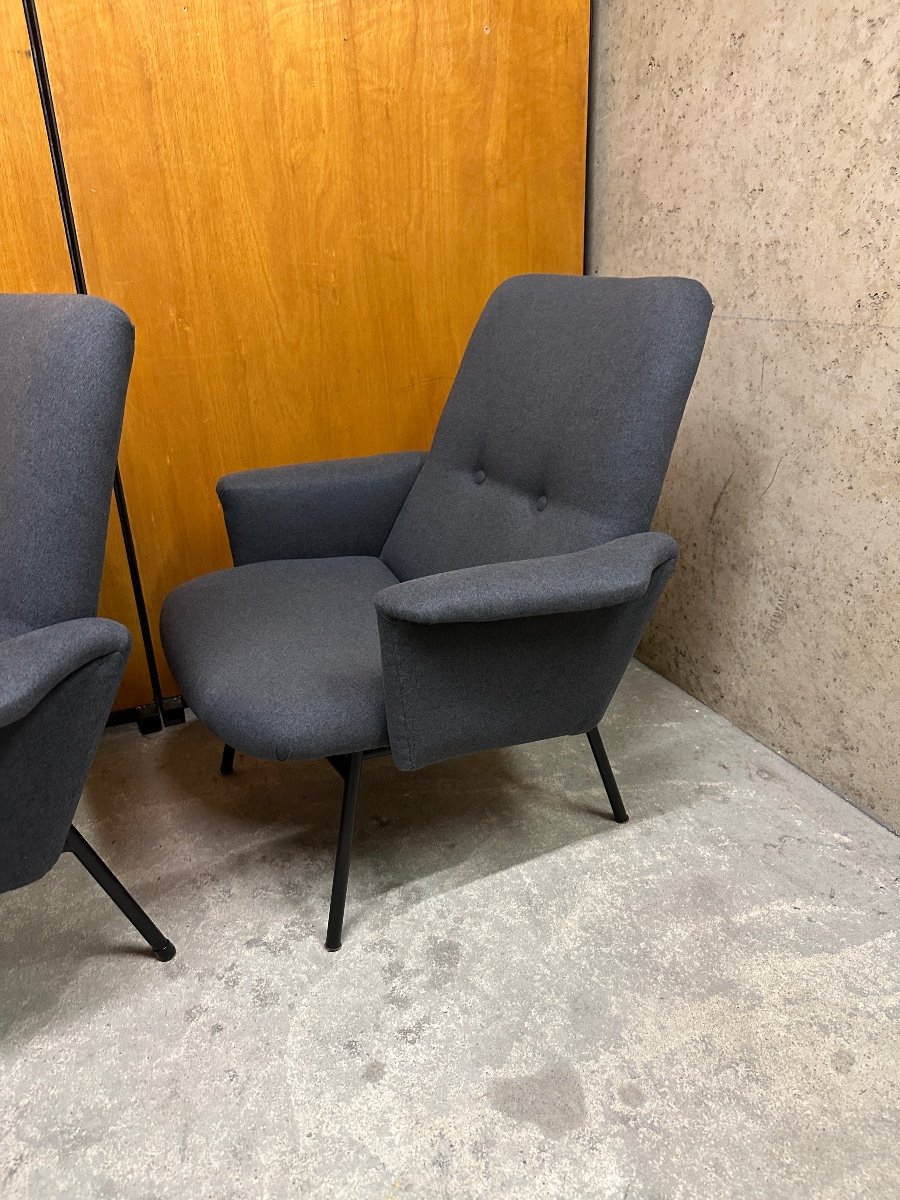 Pair Of Sk 660 Armchairs By Pierre Guariche, Steiner Edition, Perfect Condition.-photo-3