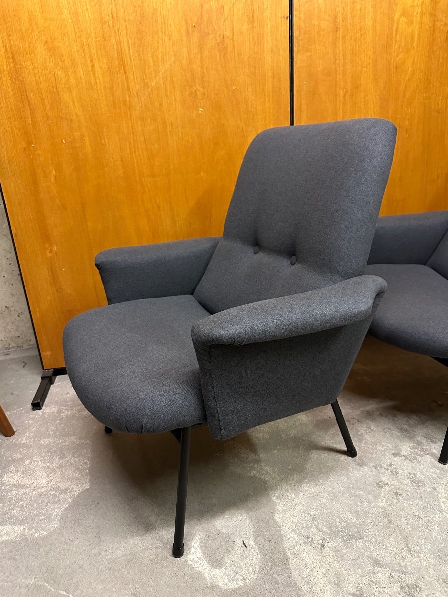 Pair Of Sk 660 Armchairs By Pierre Guariche, Steiner Edition, Perfect Condition.-photo-4