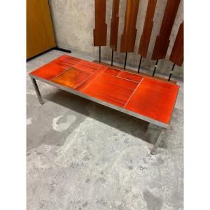 Table Basse De Roger Capron En Carreaux De Lave émaillée