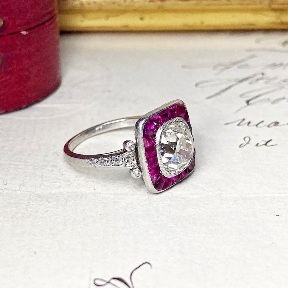 Antique Platinum, Diamond And Ruby Ring-photo-4